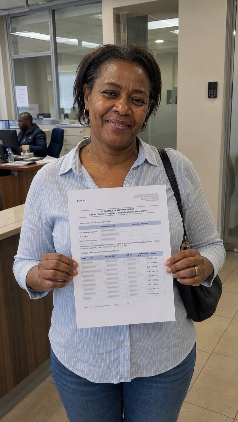 Thrive SA member holding her Section 71 Clearance Certificate